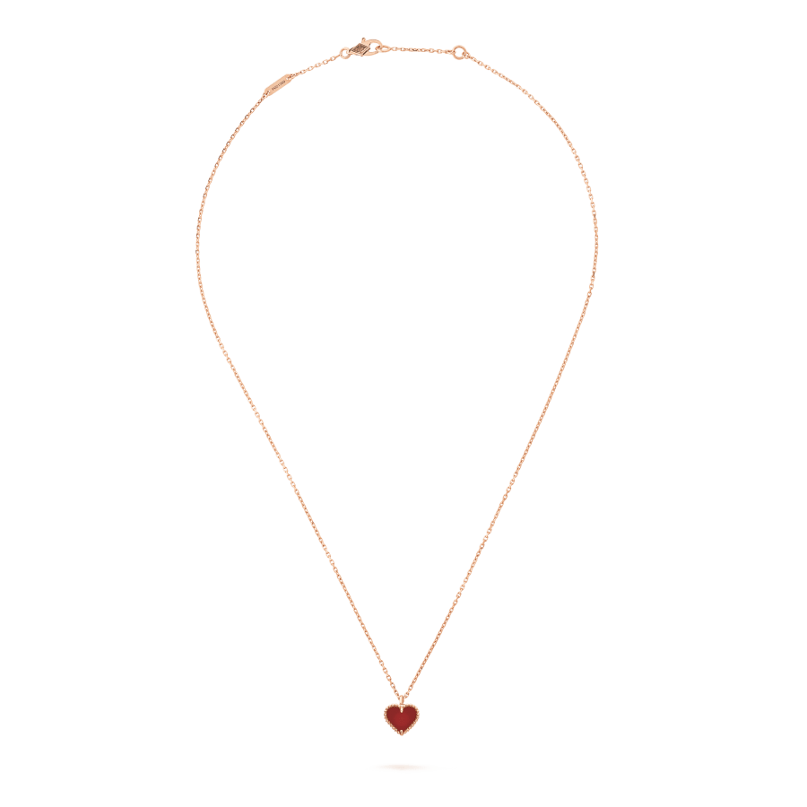 [⭐Haelin Jewelry]SWEET CLOVER CARNELIAN HEART NECKLACE