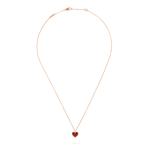 [⭐Haelin Jewelry]SWEET CLOVER CARNELIAN HEART NECKLACE