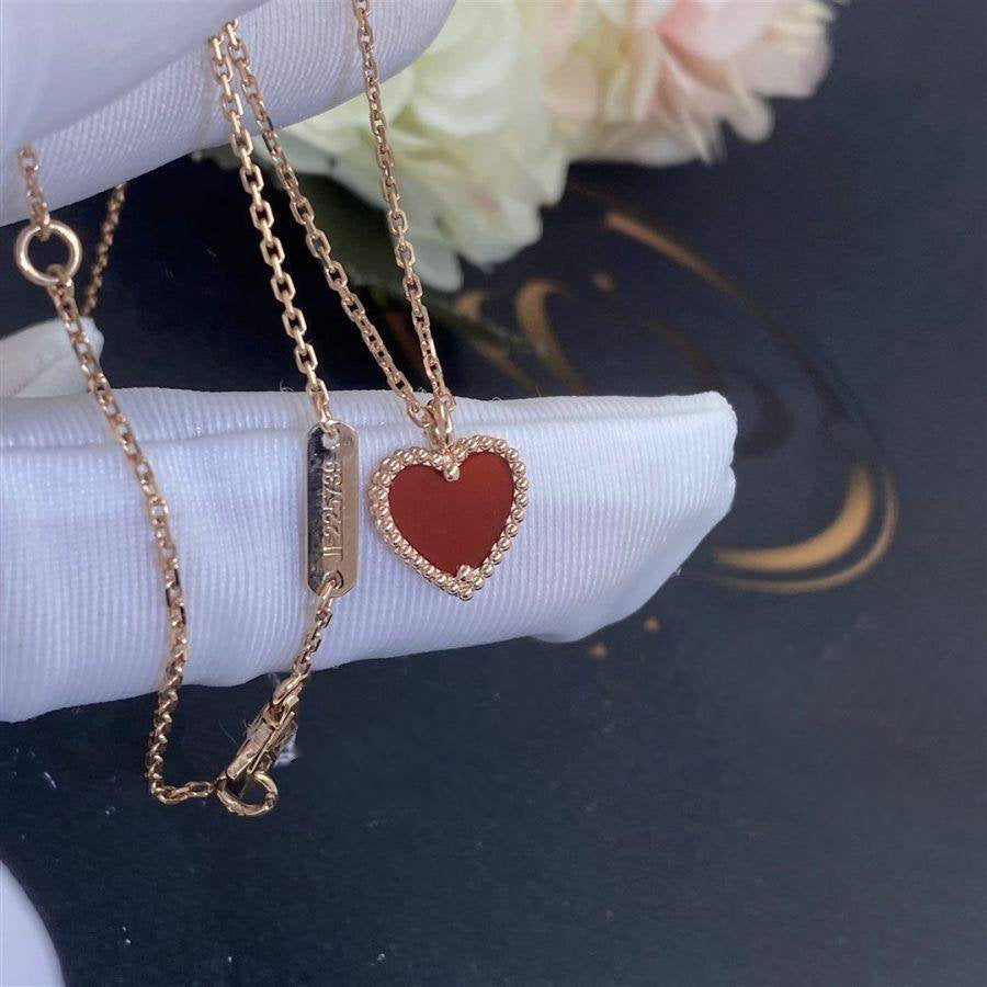 [⭐Haelin Jewelry]SWEET CLOVER CARNELIAN HEART NECKLACE