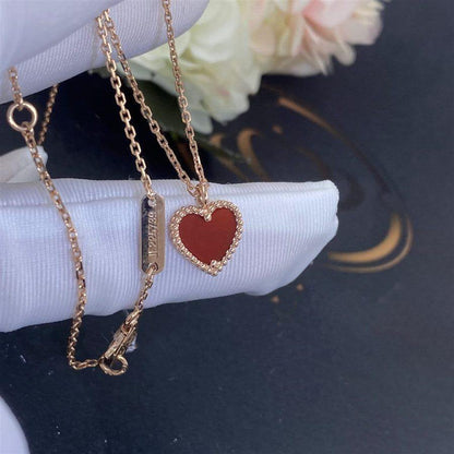 [⭐Haelin Jewelry]SWEET CLOVER CARNELIAN HEART NECKLACE