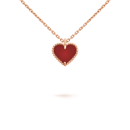 [⭐Haelin Jewelry]SWEET CLOVER CARNELIAN HEART NECKLACE