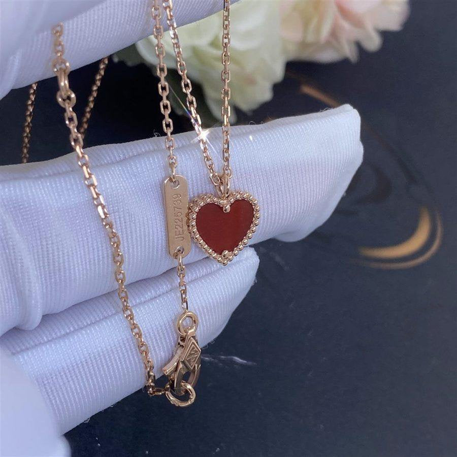 [⭐Haelin Jewelry]SWEET CLOVER CARNELIAN HEART NECKLACE