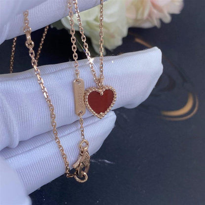 [⭐Haelin Jewelry]SWEET CLOVER CARNELIAN HEART NECKLACE