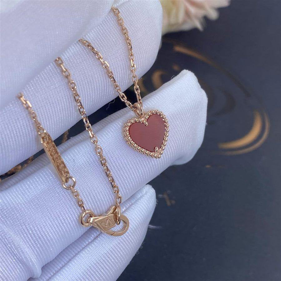 [⭐Haelin Jewelry]SWEET CLOVER CARNELIAN HEART NECKLACE