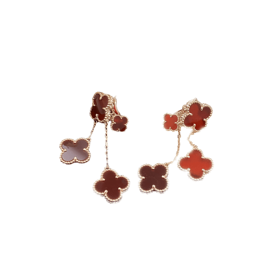 [⭐Haelin Jewelry]CLOVER EARRINGS CARNELIAN 4 MOTIFS PINK GOLD