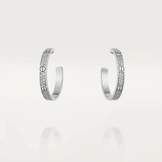 [⭐Haelin Jewelry]LOVE DIAMOND SILVER HOOP EARRINGS