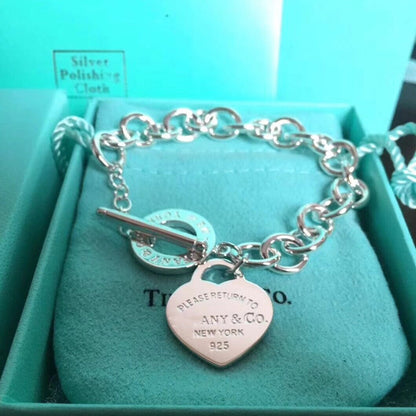 [Haelin Jewelry]LOVE HEART PIN BUCKLE RETURN TO TIF SILVER BRACELET