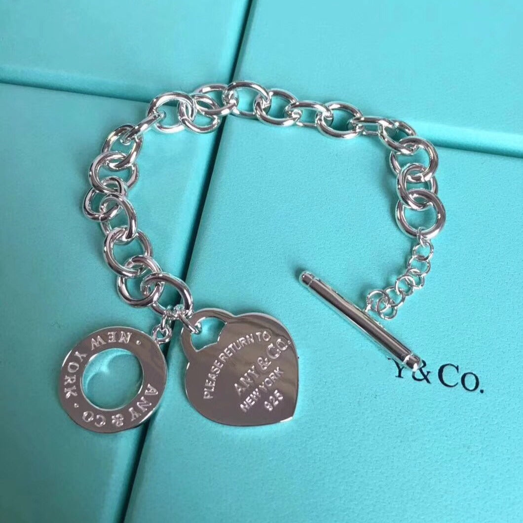 [Haelin Jewelry]LOVE HEART PIN BUCKLE RETURN TO TIF SILVER BRACELET