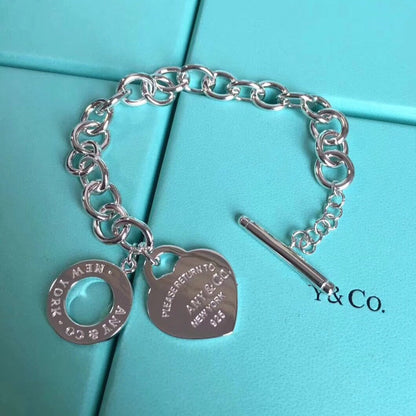 [Haelin Jewelry]LOVE HEART PIN BUCKLE RETURN TO TIF SILVER BRACELET