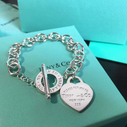 [Haelin Jewelry]LOVE HEART PIN BUCKLE RETURN TO TIF SILVER BRACELET