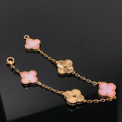 [⭐Haelin Jewelry] CLOVER 5 MOTIFS  PINK MOP BRACELET COLLECTION