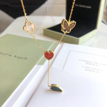 [⭐Haelin Jewelry]LUCKY SPRING 4 MOTIFS ROSE GOLD NECKLACE