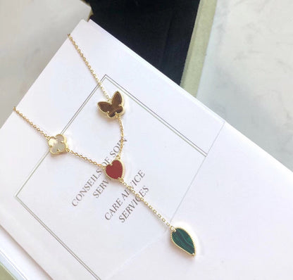 [⭐Haelin Jewelry]LUCKY SPRING 4 MOTIFS ROSE GOLD NECKLACE