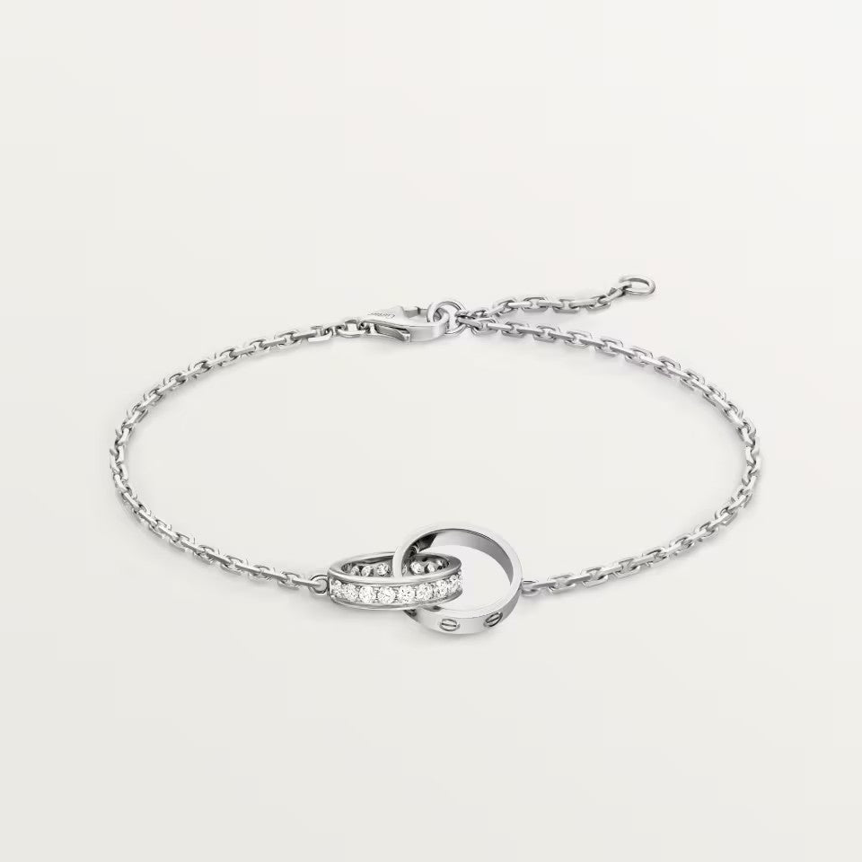 [⭐Haelin Jewelry]LOVE DOUBLE RING HALF DIAMOND BRACELET