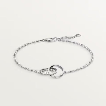 [⭐Haelin Jewelry]LOVE DOUBLE RING HALF DIAMOND BRACELET