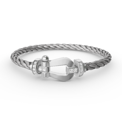 [⭐Haelin Jewelry]FORCE LARGE HORSESHOE HALF DIAMOND BRACELET SILVER