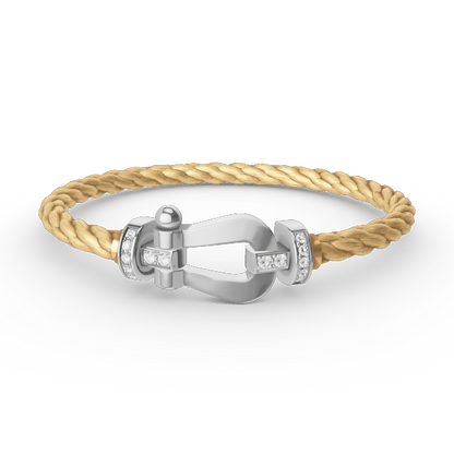[⭐Haelin Jewelry]FORCE LARGE HORSESHOE HALF DIAMOND BRACELET SILVER