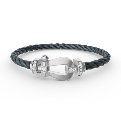 [⭐Haelin Jewelry]FORCE LARGE HORSESHOE HALF DIAMOND BRACELET SILVER