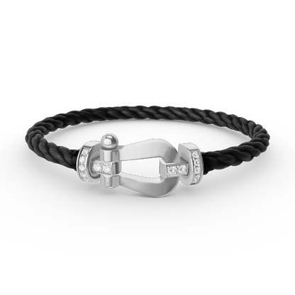 [⭐Haelin Jewelry]FORCE LARGE HORSESHOE HALF DIAMOND BRACELET SILVER