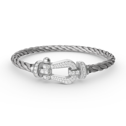 [⭐Haelin Jewelry]FORCE LARGE HORSESHOE FULL DIAMOND BRACELET SILVER