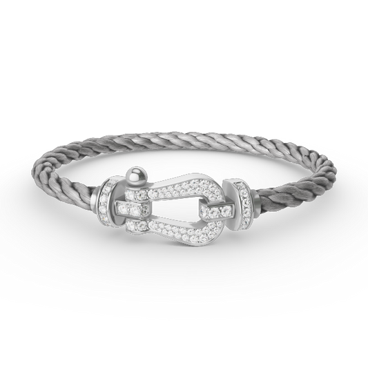 [⭐Haelin Jewelry]FORCE LARGE HORSESHOE FULL DIAMOND BRACELET SILVER