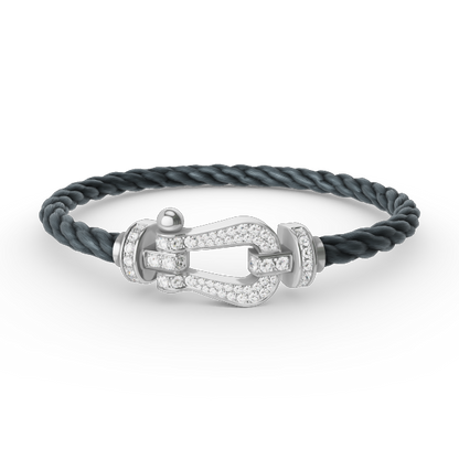[⭐Haelin Jewelry]FORCE LARGE HORSESHOE FULL DIAMOND BRACELET SILVER