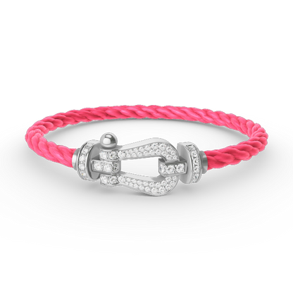[⭐Haelin Jewelry]FORCE LARGE HORSESHOE FULL DIAMOND BRACELET SILVER