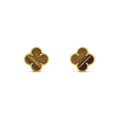 [⭐Haelin Jewelry]CLOVER MEDIUM 1 MOTIFS TIGER EYE EARRINGS