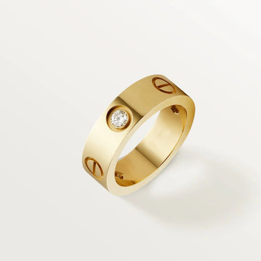 [⭐Haelin Jewelry]LOVE RING 5.5MM 3 DIAMONDS PINK GOLD