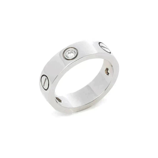 [⭐Haelin Jewelry]LOVE RING 5.5MM 3 DIAMONDS SILVER