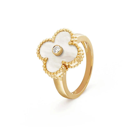 [⭐Haelin Jewelry]CLOVER PINK MOP RING GOLD DIAMOND